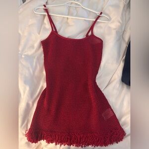 White Fox Boutique Red Knit Mini Dress